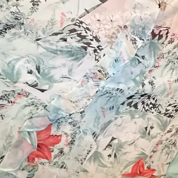 White House Black Market NWOT Romantic Floral Ruffle Maxi Dress Size 14 Large - Picture 8 of 9